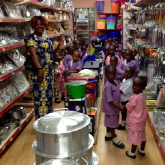November 2015: A cute sight during a quarterly-ish ladies' shopping excursion to Lubumbashi: A kindergarten field trip to the biggest store in town